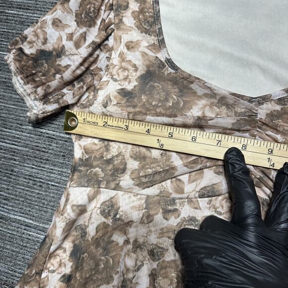 Rebellious Dreamer Blouse Top Women's S Brown Floral TH1340A - Picture 8 of 12